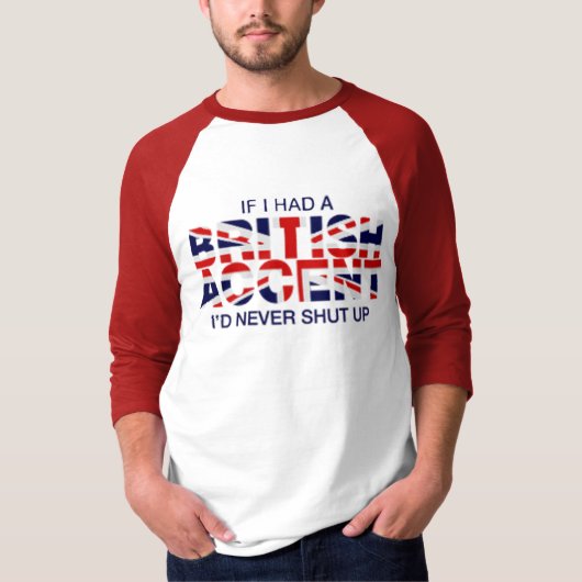 Rotes Weiß britischen Akzenthülse Raglan T-Shirt (Vorderseite)
