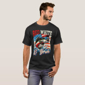 Rotes Weiß & Bruh 4. Juli Fishing American Flag T-Shirt (Vorne ganz)