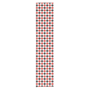Rotes Weiß des Quadrat-Musterschwarzen + Ihre Ide Kurzer Tischläufer