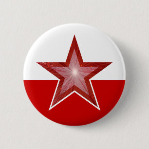 rotes Weiß des roten Sternknopfes Button