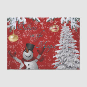 Rotes Weiß des Schneemann-Weihnachtsgewebe-Baums Seidenpapier