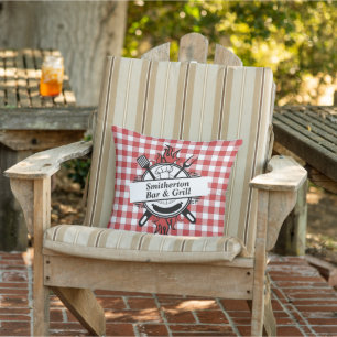 Rotes weiß kariertes Barbecue Bar Grill Familie Kissen