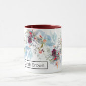 ROTES WEISS & ORANGE ELEGANTES BLUMENFELD TASSE (Zentrum)