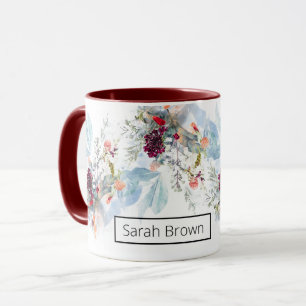 ROTES WEISS & ORANGE ELEGANTES BLUMENFELD TASSE