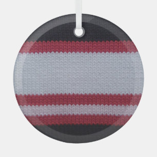 Rotes Weiß Schwarz: Muster aus gegossenem Wolle Ornament Aus Glas