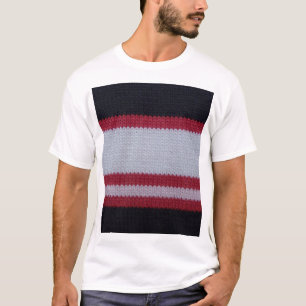 Rotes Weiß Schwarz: Muster aus gegossenem Wolle T-Shirt