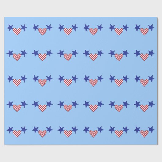Rotes Weiß Stripes Herz-blaue Stern-Packpapier Geschenkpapier (Flach)