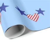 Rotes Weiß Stripes Herz-blaue Stern-Packpapier Geschenkpapier (Rolleneckpunkt)