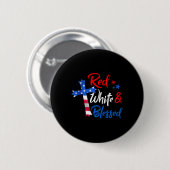 Rotes Weiß und Amp; gesegnet 4. Juli Männer Frau Button (Vorne & Hinten)