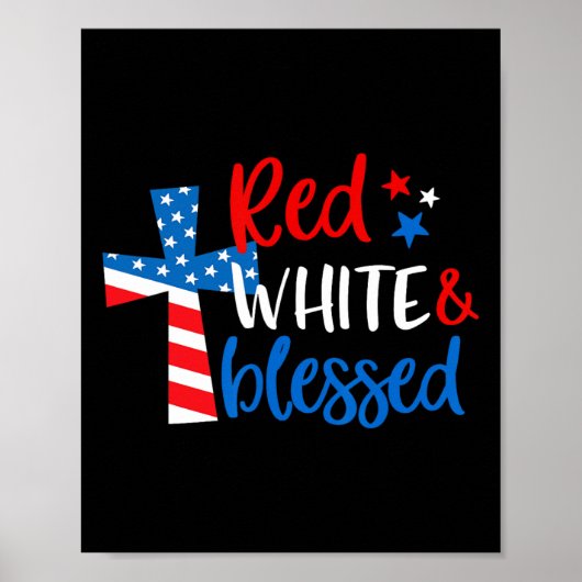 Rotes Weiß und Amp; gesegnet 4. Juli Männer Frau Poster (Vorne)