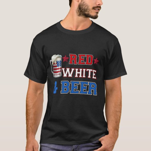 Rotes Weiß und Bier - USA 4. Juli Trinkgeschenk T-Shirt (Vorderseite)