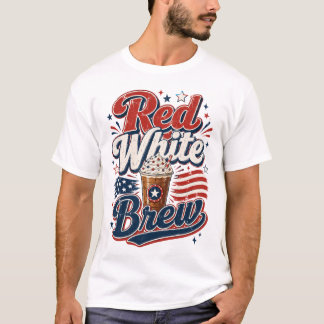 Rotes Weiß Und Bierwitziges Patriotisches Kaffeesh T-Shirt