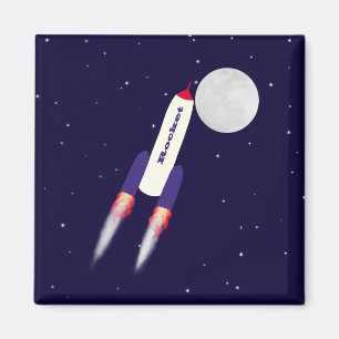 Rotes Weiß und Blau im Weltraum Cartoon Kunst Magnet
