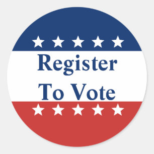 Rotes Weiß und Blau mit Sternen Register zur Abst Runder Aufkleber