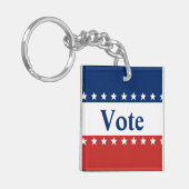 Rotes Weiß und Blau mit Sternen Schlüsselanhänger (Vorderseite links)