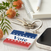 Rotes Weiß und Blau mit Sternen Schlüsselanhänger (Vorderseite rechts)