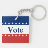 Rotes Weiß und Blau mit Sternen Schlüsselanhänger (Rückseite)