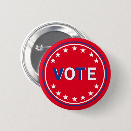 Rotes Weiß und Blau mit Sternen Unparteiisch wähle Button (Vorne & Hinten)