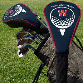 Rotes Weiß und Blau Monogramm Golf Headcover