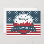 Rotes Weiß und Blaue Landschaft | Chicago, Illinoi Postkarte (Vorne/Hinten)