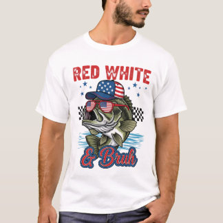 Rotes Weiß und Bruh T-Shirt, Funny Fishing 4. Juli T-Shirt