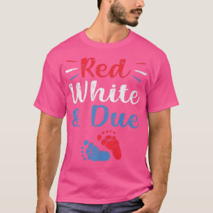 Rotes Weiß und Fälligkeit 4. Juli Schwangerschafts T-Shirt