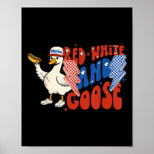 Rotes Weiß und Gans 4. Juli Patriotische Gänse Ho Poster