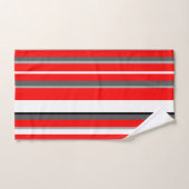 Rotes Weiß und Graue Streifen Badhandtuch Set (Handtuch)