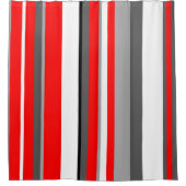 Rotes Weiß und Graue Streifen Duschvorhang (Vorderseite)