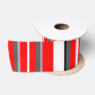 Rotes Weiß und Graue Streifen Satinband