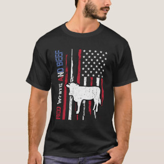 Rotes Weiß und Rindfleisch US-Flagge 4. Juli Kuh T-Shirt