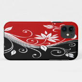 Rotes Weiß und Schwarze Blüten Case-Mate iPhone Hülle (Rückseite (Horizontal))