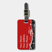 Rotes Weiß und Schwarze Blüten Gepäckanhänger (Vorderseite vertikal)