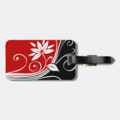 Rotes Weiß und Schwarze Blüten Gepäckanhänger (Rückseite horizontal)