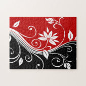 Rotes Weiß und Schwarze Blüten Puzzle (Horizontal)
