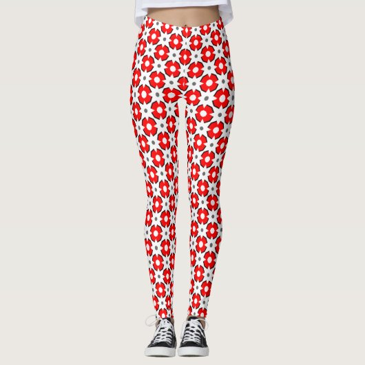 Rotes Weiß und Schwarzes Muster Leggings (Vorderseite)