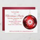 Rotes Weiß Vintag Elegantes Party Einladung (Vorne/Hinten)