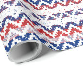 Rotes weiße u. blaue Streifen-Zickzack Muster Geschenkpapier (Rolleneckpunkt)