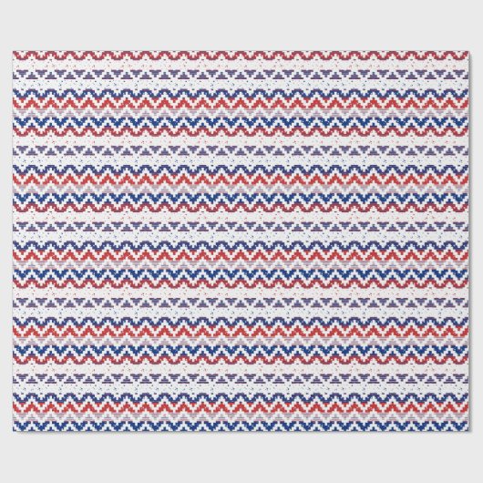 Rotes weiße u. blaue Streifen-Zickzack Muster Geschenkpapier (Flach)