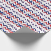 Rotes weiße u. blaue Streifen-Zickzack Muster Geschenkpapier (Ecke)