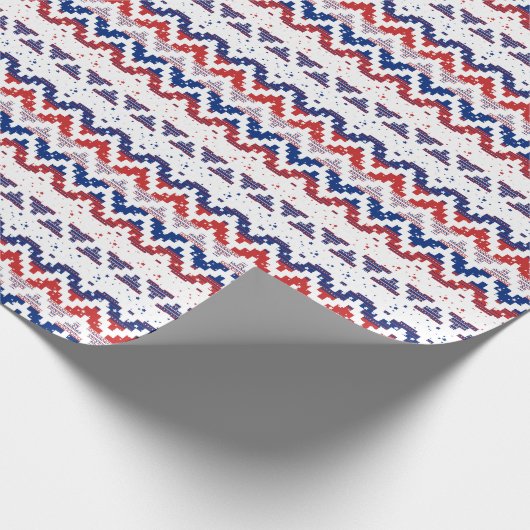 Rotes weiße u. blaue Streifen-Zickzack Muster Geschenkpapier (Ecke)