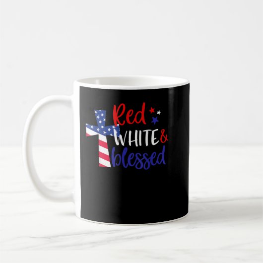 Rotes Weißes Amerikanisches Jesus-Kreuz Christlich Kaffeetasse (Links)
