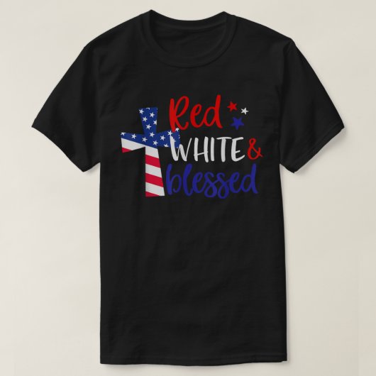 Rotes Weißes Amerikanisches Jesus-Kreuz Christlich T-Shirt (Design vorne)
