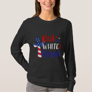 Rotes Weißes Amerikanisches Jesus-Kreuz Christlich T-Shirt