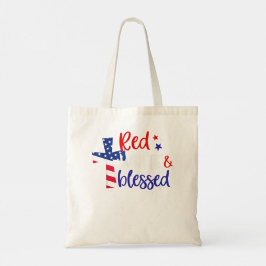 Rotes Weißes Amerikanisches Jesus-Kreuz Christlich Tragetasche (Rückseite)