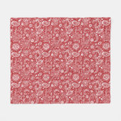 Rotes weißes Batik-Boho-Muster Fleecedecke (Vorderseite (Horizontal))
