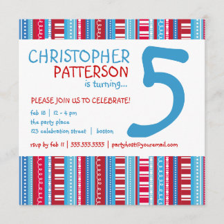 Rotes weißes blaues Alters-Zahl-Geburtstags-Party Einladung