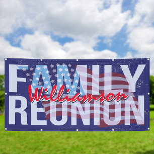 Rotes Weißes Blaues Amerikanisches Familientreffen Banner
