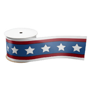 Rotes weißes blaues Band des US Flagge Satinband