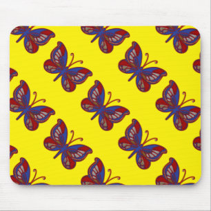 Rotes weißes blaues Butterfly-Gelbes Mousepad